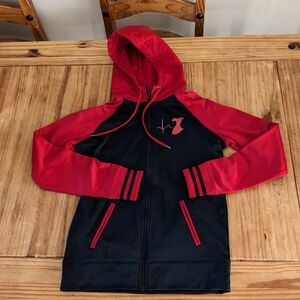 NWOT Women's Red and Black Sport-Tek Lightweight Hoodie Jacket, Size Med